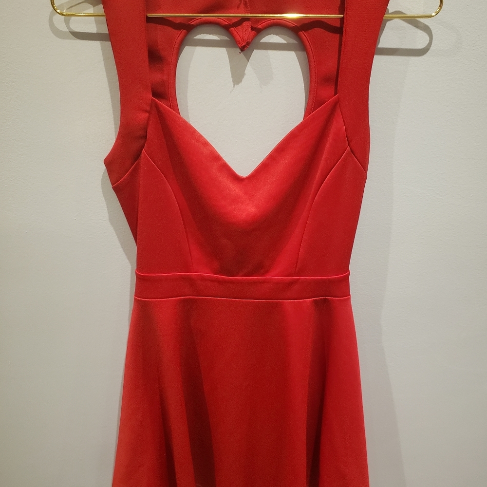 Heart Shaped Cross Back Skater Red Dress
